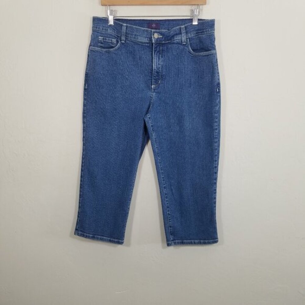NYDJ Lift Tuck Technology Cropped Jeans Stretch Blue Size 14